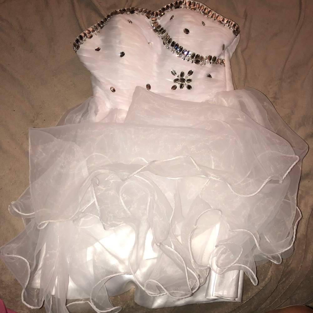 white rhinestone short dress